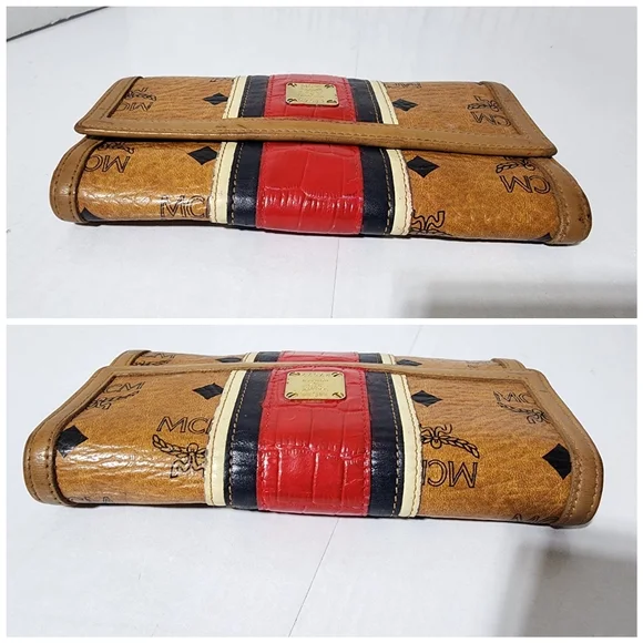 MCM Women's Tan and Red Leather Wallet - Picture 9 of 16